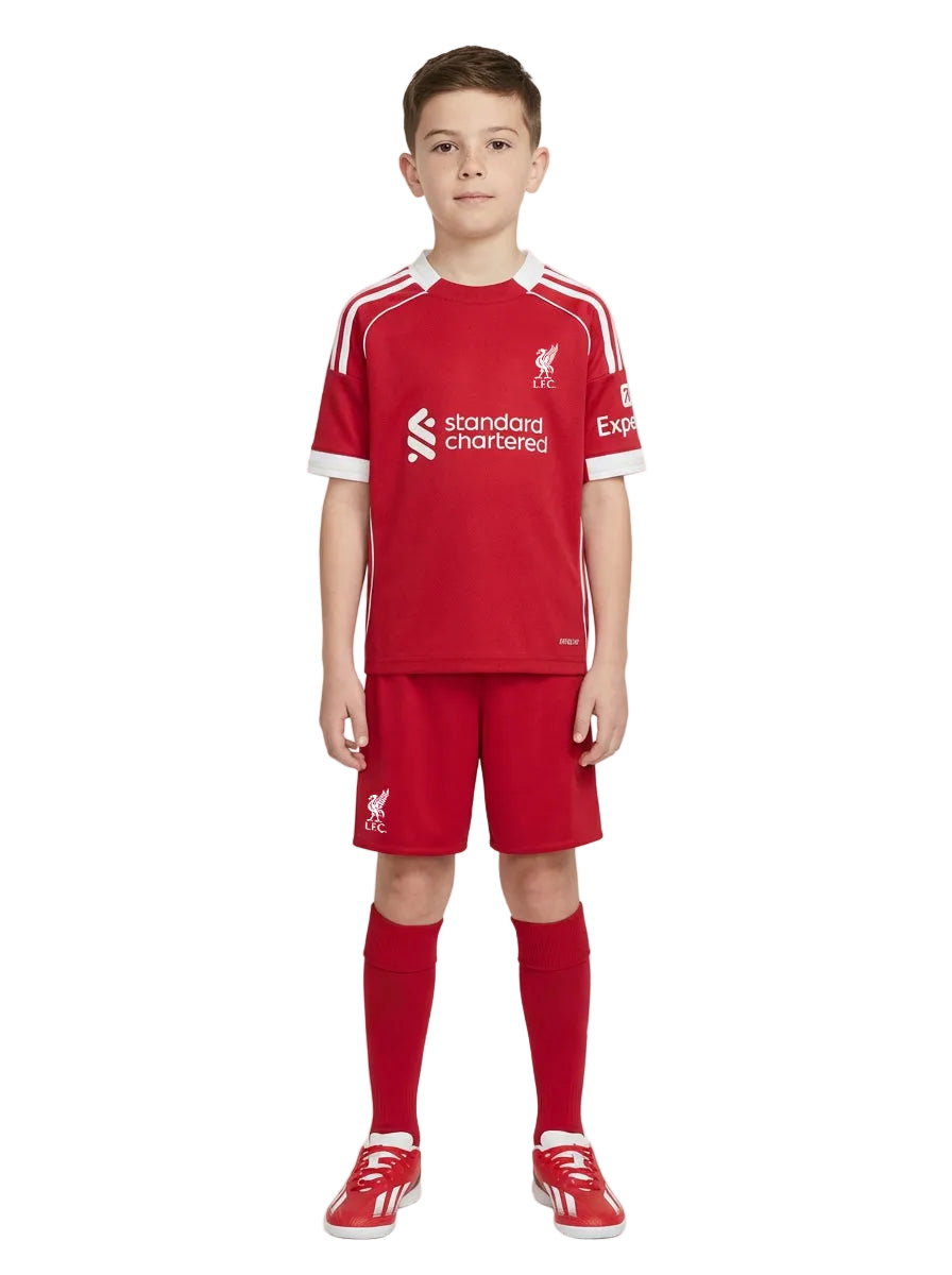Liverpool Home 25/26 kids football kit official design