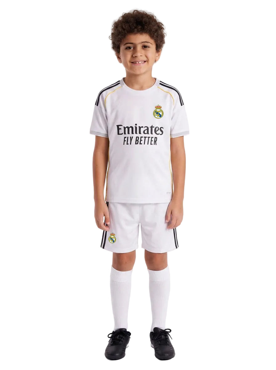 Real Madrid Home 25/26 kids football kit official design