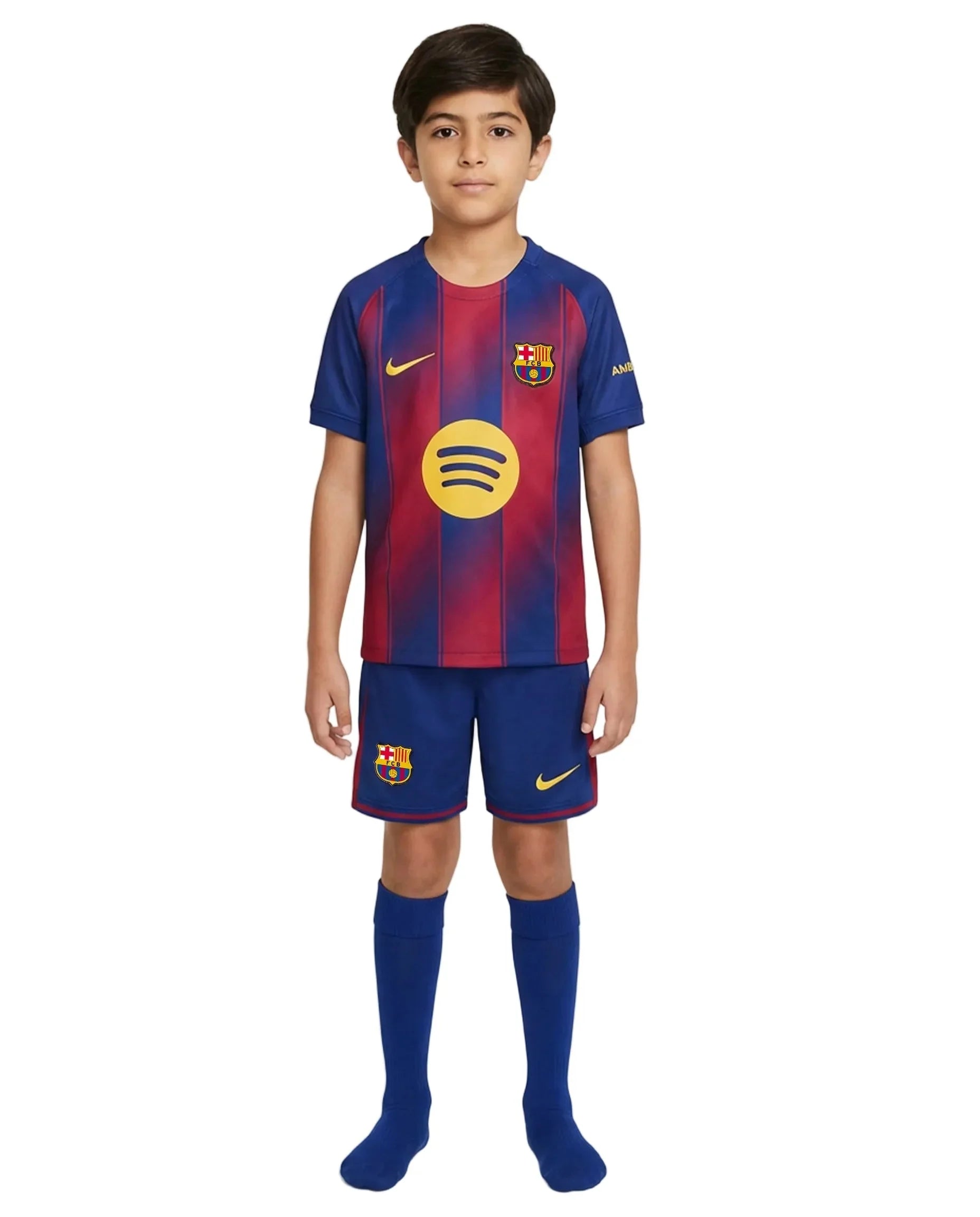 Barcelona Home 25/26 Kids Kit with Socks front view