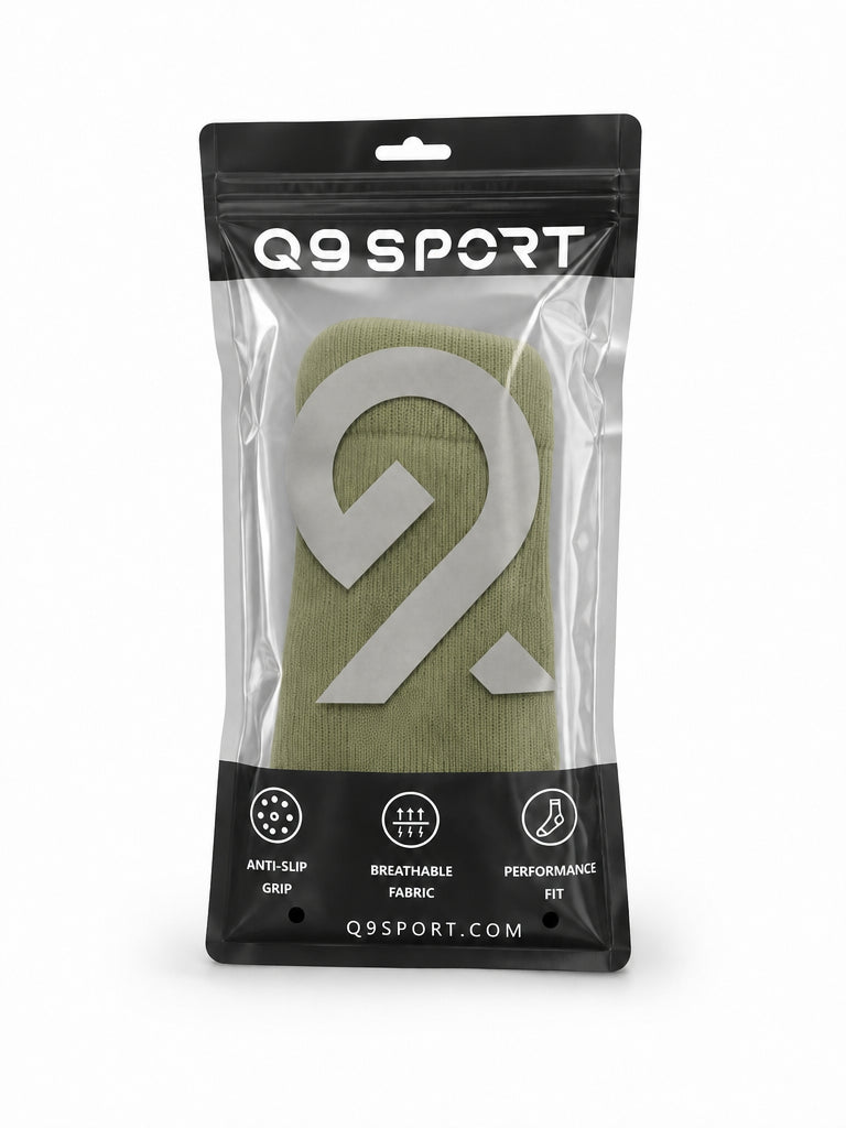 Q9 Sport Anti-Slip Kids Socks - Olive #Color_Olive