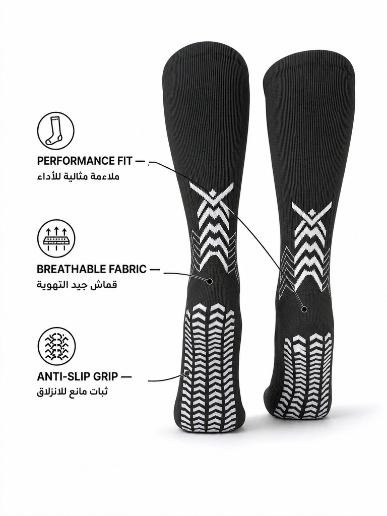 Q9 Sport Anti-Slip Kids Socks - Black #Color_Black