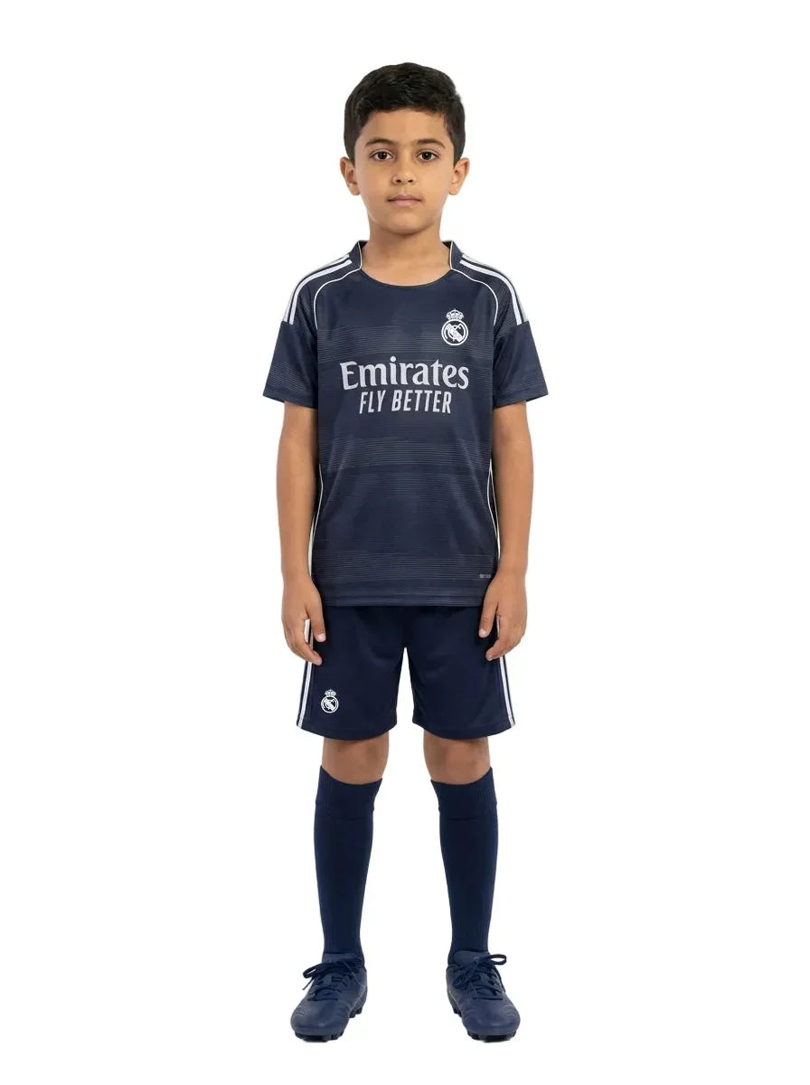 Real Madrid Away 25/26 Kids Kit front view