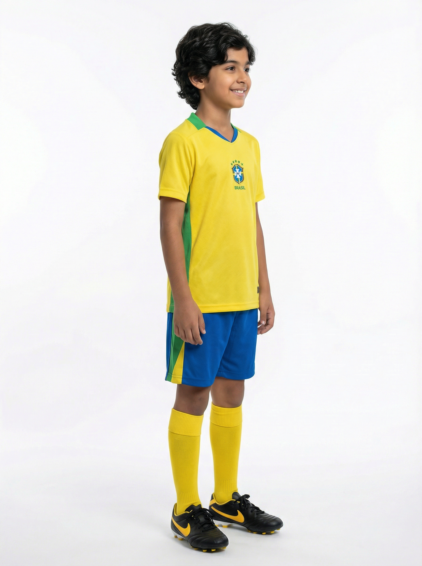 Brazil Home kids jersey 25/26 side fit football outfit