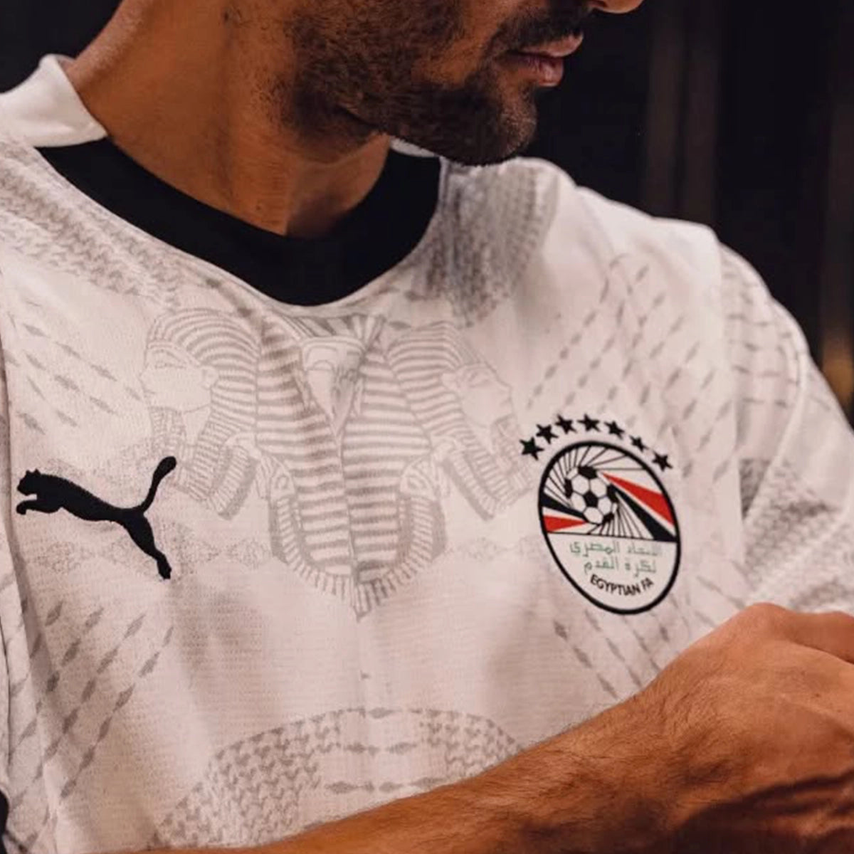 Egypt Away 24/25 football jersey worn by model