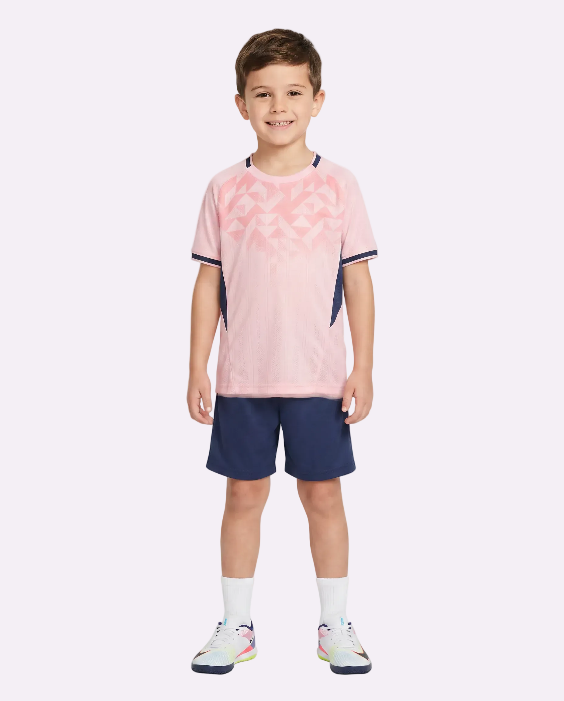 Pink & Navy Football Kids Kit (T-Shirt + Shorts) by Q9 Sport – product image 1