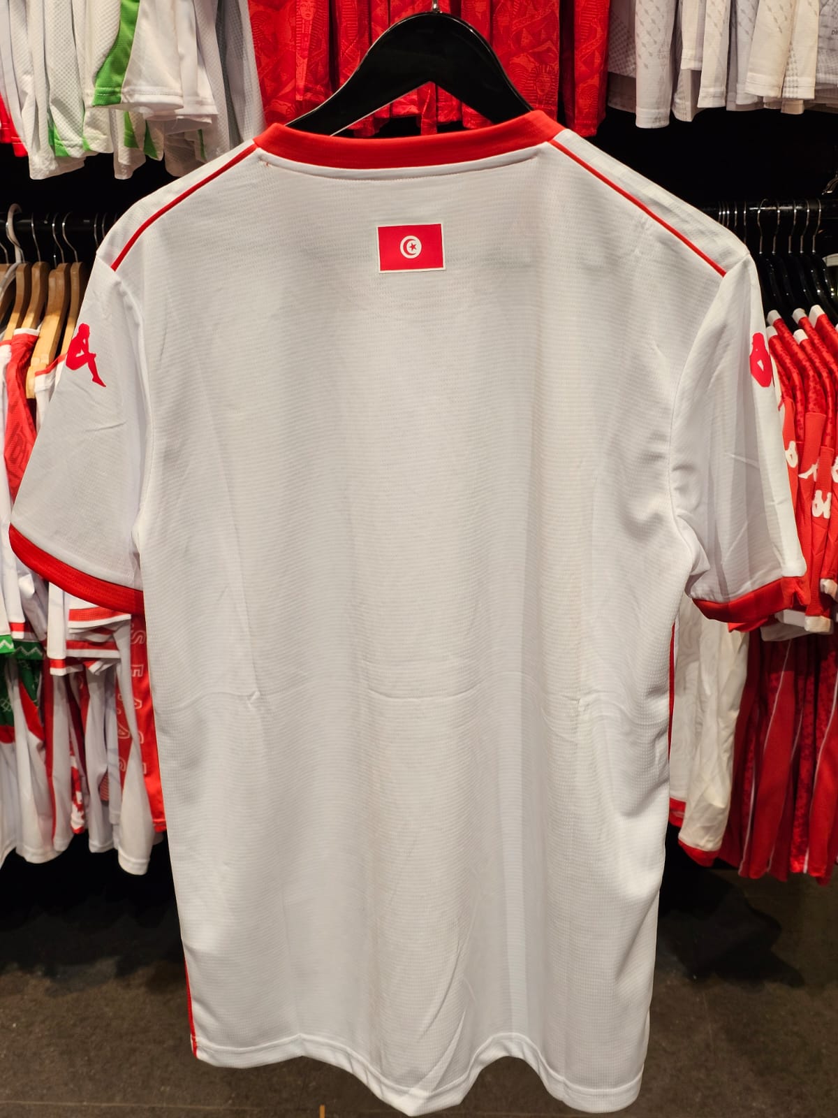 Tunisia Away 25/26 football jersey worn by model