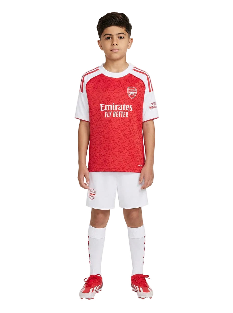 Arsenal Home 25/26 kids football kit official design