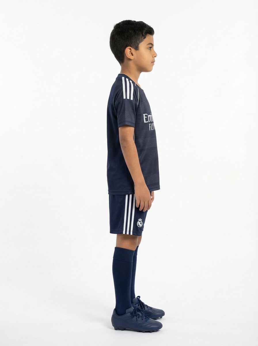 Real Madrid Away 25/26 kids jersey and shorts premium quality