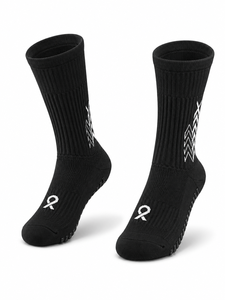 Q9 Sport Anti-Slip Kids Socks - Black #Color_Black
