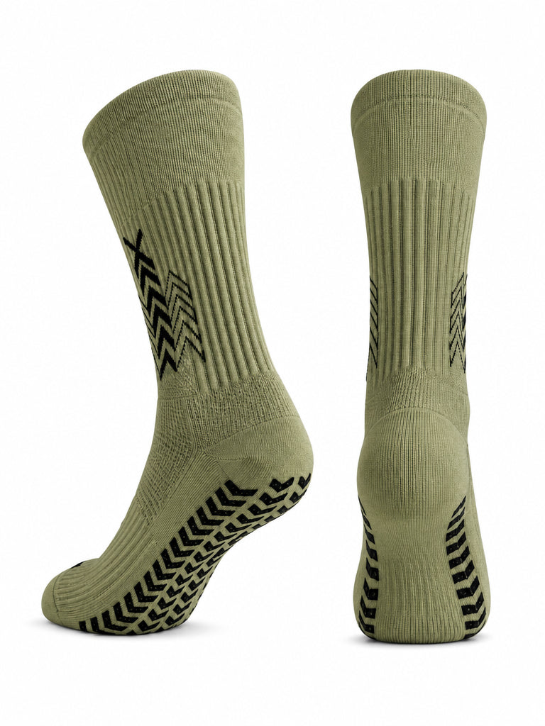Q9 Sport Anti-Slip Kids Socks - Olive #Color_Olive