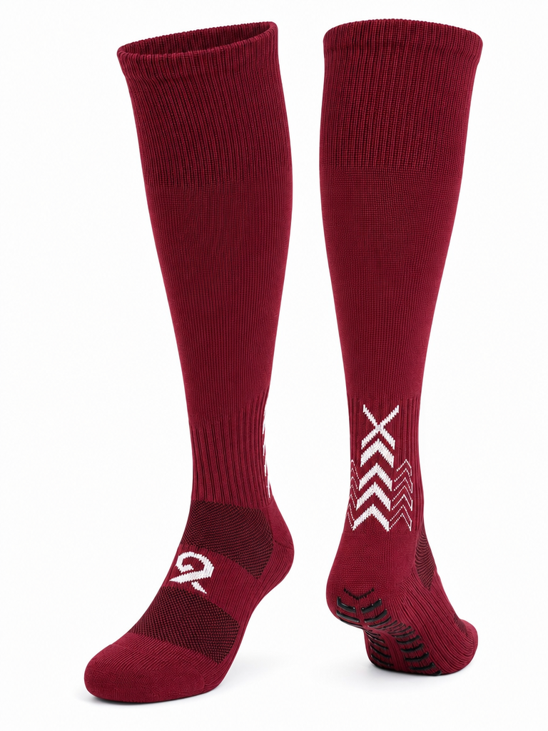 Q9 Sport Anti-Slip Kids Socks - Burgundy #Color_Burgundy