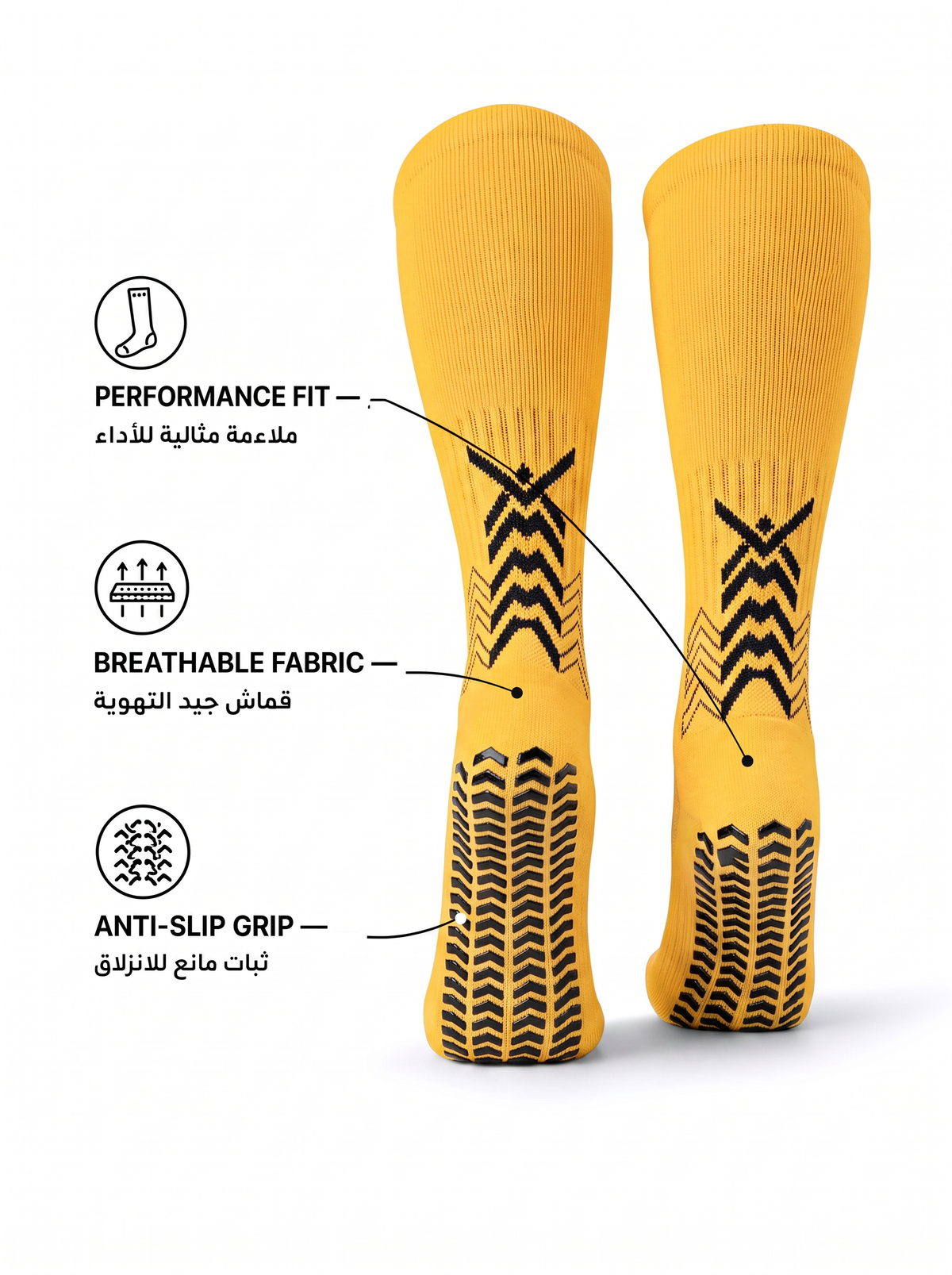 Q9 Sport Anti-Slip Kids Socks - Orange #Color_Orange