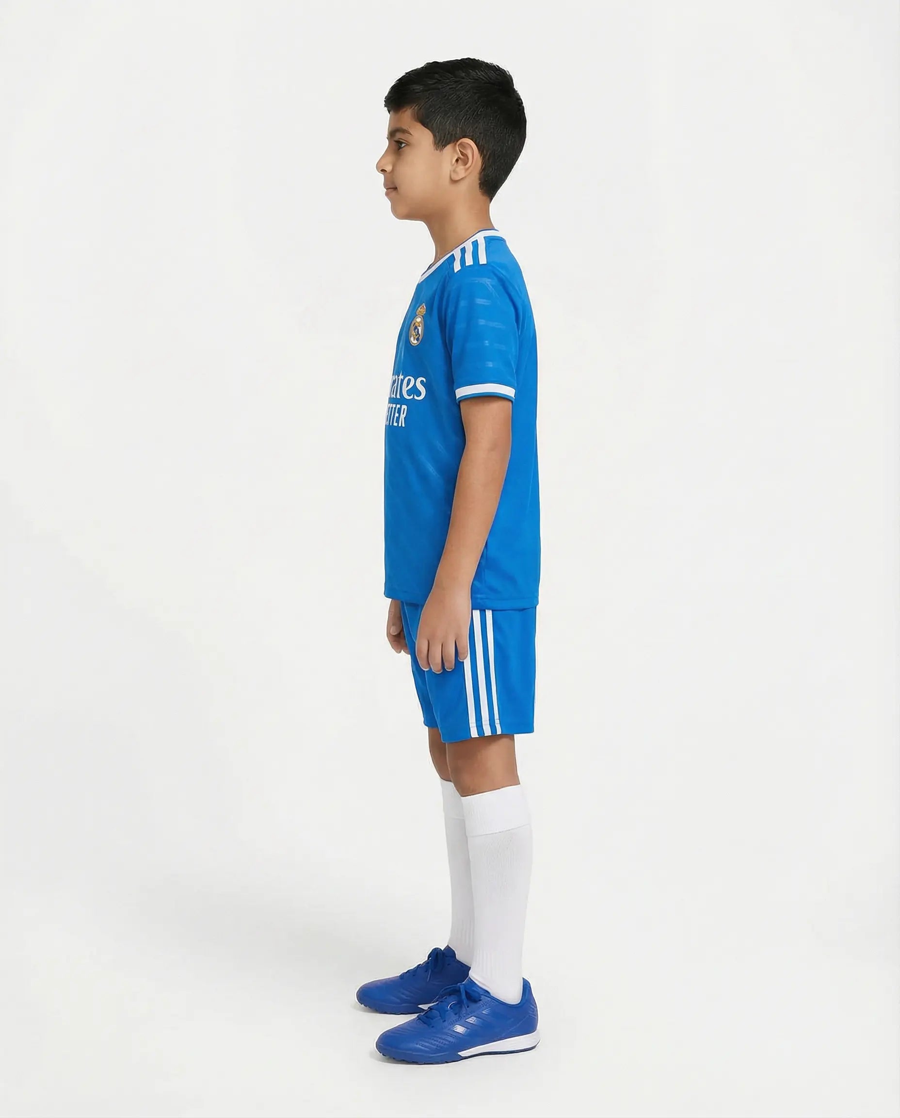 Real Madrid third kids jersey and shorts