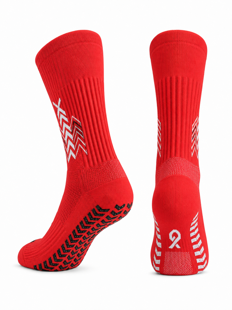 Q9 Sport Anti-Slip Kids Socks - Red #Color_Red