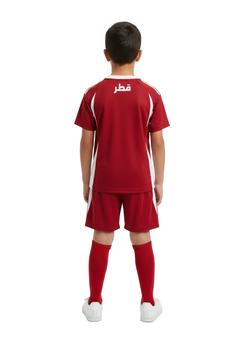 Qatar Home 24/25 kids complete football outfit