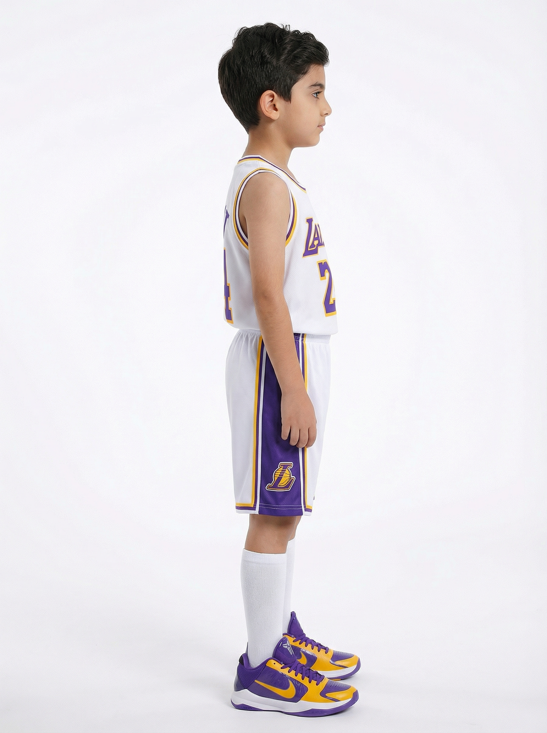 Kobe Bryant Los Angeles Lakers 23/24 white kids set with socks number 24 back view